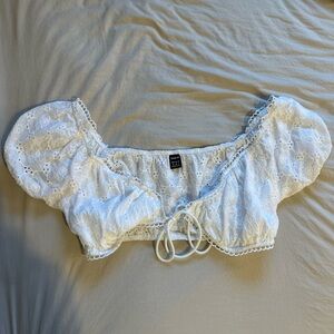 Shein White Puff Sleeve Top Size M